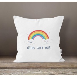 MoonWorks® Cushion Cover Rainbow Everything Will Be Good Courage Gift Comfort Encouragement Positive Thinking Persevere White One Size