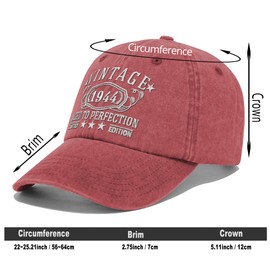 80th Birthday Gifts for Women Wife Grandma,1944 for 80 Year Old Vintage Baseball Hat, Turing 80th Parents