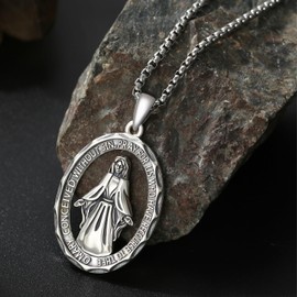 YEESIA Saint Patron Necklace Sterling Silver Amulet Medal Pendant Religious Jewellery Gifts for Men and Women, Sterling Silver