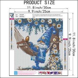 Miairivy Gnome Diamond Painting Kits for Adults, Diamond Art Sets for Beginner, DIY Full Drill Round Diamond Dots 5D Gem Art Crafts, Home Decor and Gift 11.8x11.8 in