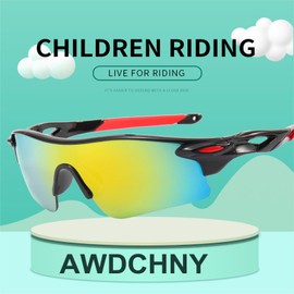 UV400 Boys Sports Sunglasses for Kids Cycling,Light frame Sunglasses for Boys Girls,Youth Softball Baseball Golf Fishing 7001 Black+Red