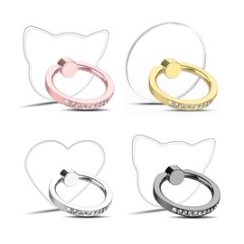 MEDUSHASHA Phone Ring Anti-Drop Ring Stand Function 360 Rotation Set of 4 Transparent Cell Phone Ring Holder Bunker Ring Compatible with Most Smartphones, Tablets, Cases