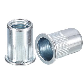 sourcing map M12 Rivet Nuts, 50pcs Zinc Plated Carbon Steel Knurled Flat Head Threaded Insert Nuts for Metal, Plastic
