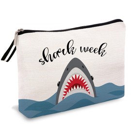 OUZ Shark Gifts for Girls Shark Gift Makeup Bag Sharks Week Gift Birthday Gifts for Shark Girl Animal Lover Gift Cosmetic Bag Graduation Gifts for Friend Sister Daughter Cosmetic Travel Pouch