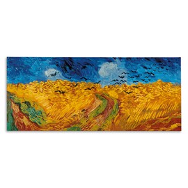 Stupell Industries Wheat Field with Crows Classic Painting, Design by Vincent Van Gogh Canvas Wall Art, 10x24, Yellow