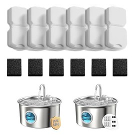 Atmziqxr 12 Cat Fountain Stainless Steel Filters: Drinking Fountain for Cat Filter - Cat Drinking Fountain Filter - Contamination Filter and Water Softening - 6 Carbon Filters + 6 Foam Filters - 3