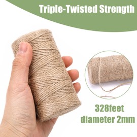 VGOODALL 2PCS Natural Jute Twines, 328 Feet Long Brown Twine Rope for Crafts, Gift Wrapping, Packing, Gardening and Wedding Decor