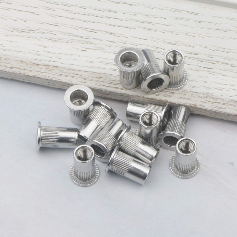 Pxyelec 100pcs M5 Flat Head Aluminum Rivet Nut Blind Insert