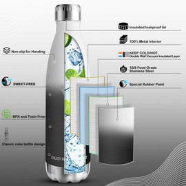 Vikaster Stainless Steel Water Bottle, 1 Litre Thermos Bottle, BPA-Free Drinking Bottle, Leak-Proof Water Bottle for Sports, Camping,