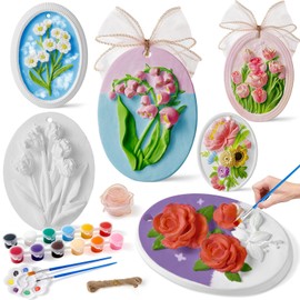 Golray Plaster Painting Kits for Kids Ages 8-12, Arts and Crafts for Kids 6-8 Girls with 6 Flower Painting, Art Kit Party Favors Birthday Gifts for Girls Boys Toys 4 5 6 7 8 9 10 11 12 Years Old