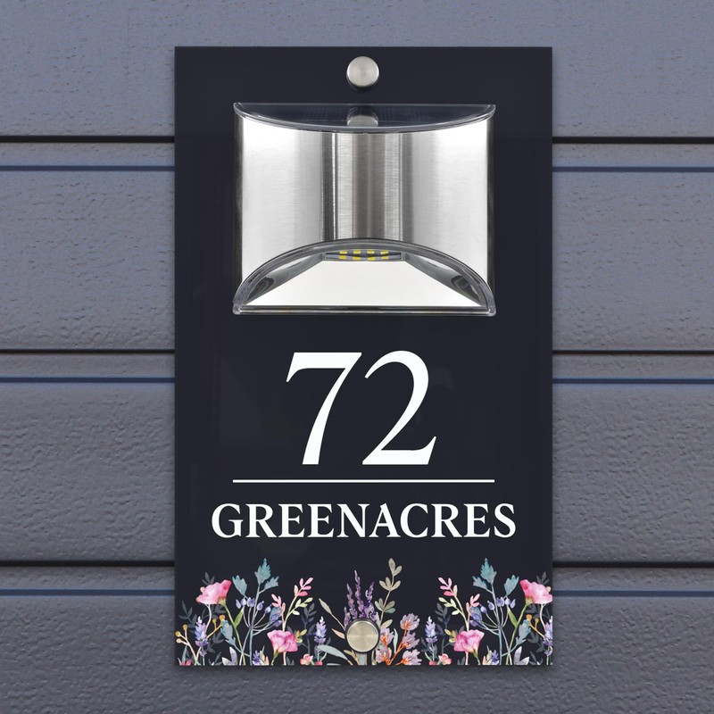 Custom Signs Solar Illuminated Modern Anthracite House Number Sign 24cm