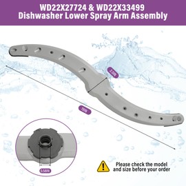 1PCS-WD22X27724 WD22X33499 Dishwasher Lower Spray Arm Assembly Fits for GE Dishwasher Lower Spray Arm - Compatible Replaces AP7014276 WD22X26621 WD22X10091 GDF550PSR3SS GDF540HGD2BB Spray Arm Assembly