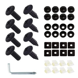GKmow 8 Sets Rustproof License Plate Screws Kit, Anti-Vibration Anti-Theft Car License Bolts, Self Tapping Mounting Fasteners for Auto Front and Rear License Plate Frame Cover (Black)