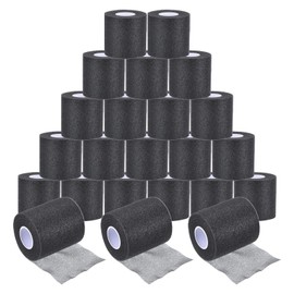 PATIKIL 24 Pack Foam Sports Pre-Wrap Athletic Tape Sports Elastic Wrap 30 Yard Breathable Bandage Rolls Tennis Racquet Grip Tape Cushion Wrap for Hair Ankles Wrist, Black