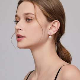 Silver 925 pearl earrings - beads hanging with 10 mm hoop, earrings with pearls, silver., Silver