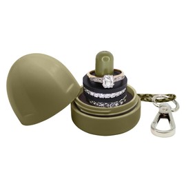 RING THING - Ring Holder Keychain, Jewelry Organizer and Storage, Portable Waterproof Ring Holder, Pill Box Keychain Container, Gym Accessory, and Travel Ring Case (Olive Green)