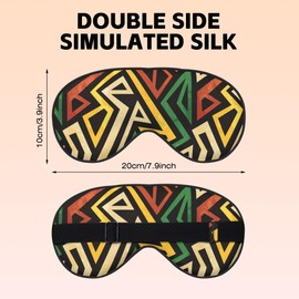 jajoaier Red Yellow Green Patchwork Sleep Mask,African Grunge Triangle Eye Mask,Smooth Eye Sleep Shade Cover Silk Eye Mask with Adjustable Strap for Boys Girls Women Deep Rest Travel Work Home