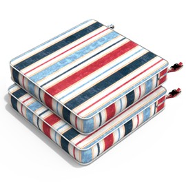 Melody Elephant Outdoor Chair Cushions 22x22x3 Inch, Patio Seat Cushion Furniture Swing Set of 2, Water Repellent Chairs Wicker Cushion Pads with Couch Sofa in Garden, Stripe Red Blue