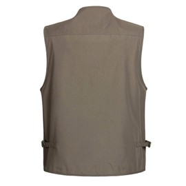 Lentta Mens Summer Outdoor Work Safari Fishing Travel Photo Cargo Vest Multi Pockets（Poplin Grey-XXL）