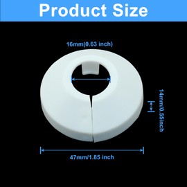 Moicstiy 10 Pcs Water Pipe Cover Decoration, 16 mm Plastic Escutcheon, White Pipe Cover Radiator for Wall Pipe Tube Decoration (5/8 Inch)