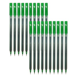 SAINO Softek Ballpoint Pens, GREEN, Fine Point (0.7mm), Pack of 20, Fine Writing Ball Pens, Comfort Grip, Perfect for School Office Home Business Use