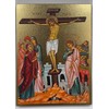 Crucifixion of Christ Christian Icon (4.5" x 5.5" Textured Gold