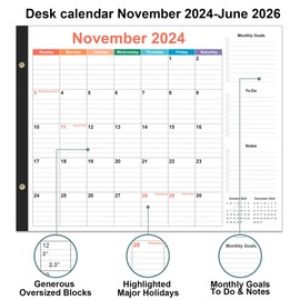 Large Desk Calendar 2025-2026 - 22" x 17" Desk Calendar from January 2025 - June 2026, Desktop Pad Calendar Perfect for Planning and Organizing In Your Home, School or Office, Colorful