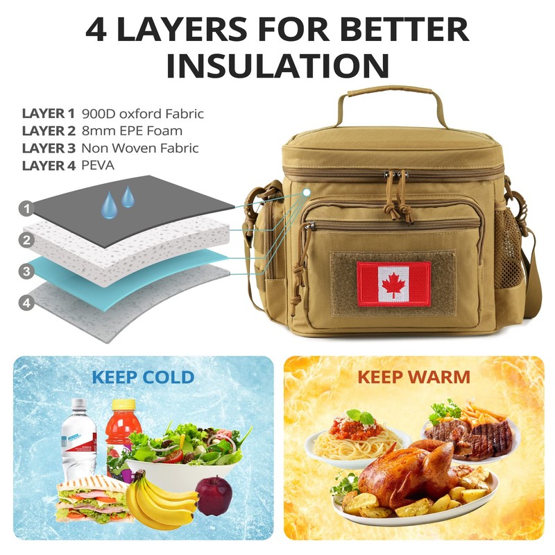 Lunch Box for Men, Tactical Lunch Bag MOLLE Webbing Leakproof