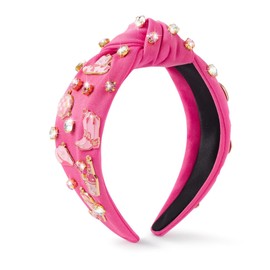 BAHABY Western Headbands for Women Knotted Headband Cowgirl Accessories for Women Cowgirl Party Favors (Hot Pink)