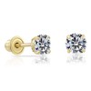 14k Yellow Gold Solitaire Round Cubic Zirconia Stud Earrings in