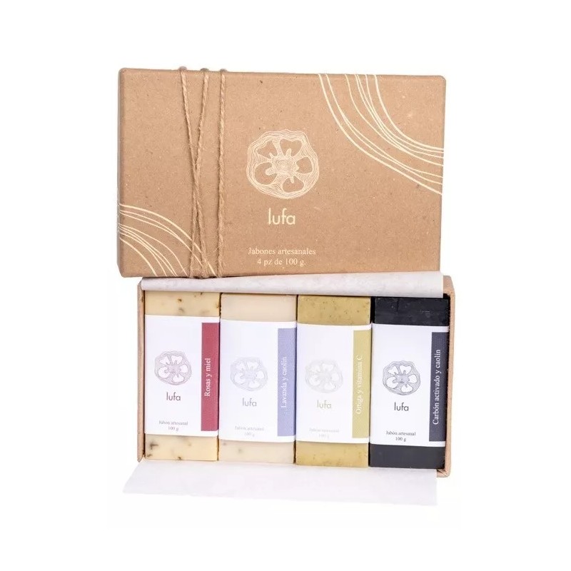 lufa Caja Con 4 Jabones Artesanales Lufa De 100g C/u