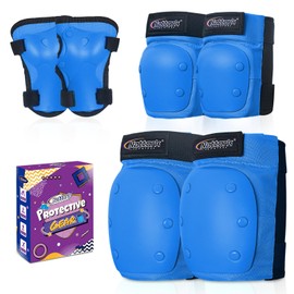 Nattork Knee Pads, Elbow Pads & Wrist Guards for Adult, 6 in 1 Protective Gear Set for Skateboard, Roller Skate, Inline Skates, Cycling and Scooter- Multi Sport Pads Set for Boys, Girls- Blue(Medium)