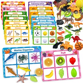 XIPEGPA Sorting Game with 8 Themes Ball Games Wild Animals Dinosaurs Insects Sea Animals Fruits Food and Engineering Vehicles Develop Fine Motor Skills and Curiosity Ideal Educational Learning Gift