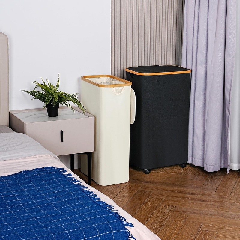 efluky Slim Laundry Basket with Lid, Narrow Laundry Hamper with