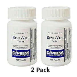 Rena-Vite Renal Dietary Supplement Kidney Multivitamin 100 Tablets 2 PCS05/26