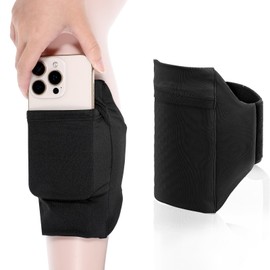 Leg Phone Holder, Cell Phone Leg Straps Ankle Wallet Thigh Holder Wallet Calf Straps Adjustable Arm Pouch Non Slip Sports Armband Storage Bag for Equestrian Jogger Running Workout (Black)