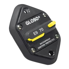 GLOSO E96 Panel Mount Waterproof IP67 Marine Auto Truck Hi-Amp with Gasket Circuit Breaker (1/4" Stud-70A)