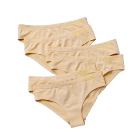 Yellowberry Girls 6pk Quality Seamless Hipster Underwear with Bonded Seam (XS, Beige)