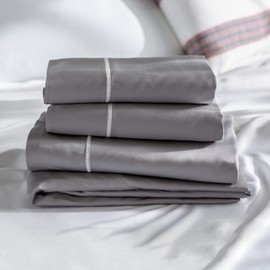 Layla Bamboo Bed Sheets | 100% Viscose from Bamboo | Breathable with Temperature Control | Soft, Silky, and Light Bed Sheets (Gray, King)