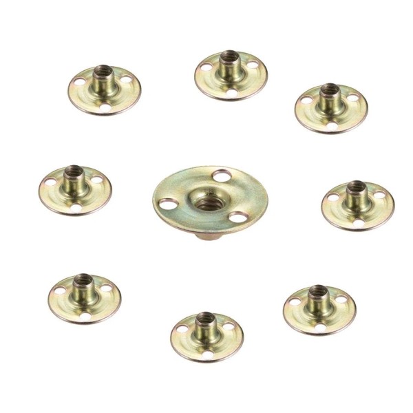 Socell 1/4"-20 Brad Hole Tee Nut Carbon Steel Round Base