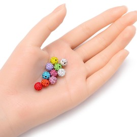 50 cuentas de arcilla polimérica de grado A con cristales de imitación de 8 mm, color rosa rosa, compatibles con Shamballa Jewelry DB8-3
