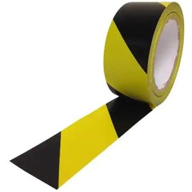 Diamond Packaging - 2 Rolls - Hazard/Warning Safety Tape Colours Black & Yellow Size 48mm x 33M