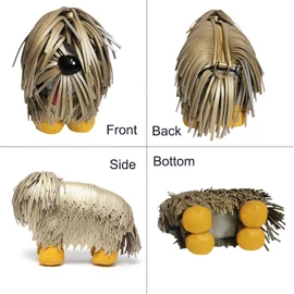 Women Fun Luxury Dog Shaped Crossbody Shoulder Bag Handbag PU Leather Unique Novelty Dog Shaped Purse, Gold