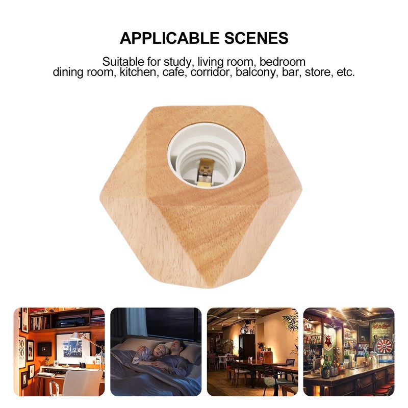 Wooden Diamond Lamp Base E27 Socket Modern Small Wood Table