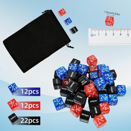48pcs Counter Dice Set with Velvet Bag, Acrylic Abilities Tokens Dice for MTG Final Fantasy MTG TCG Card Gaming Accessories Table Games