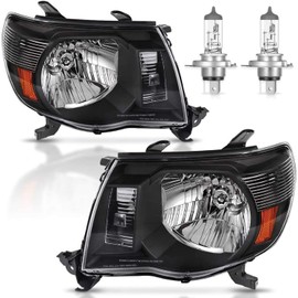 Vizotae Headlights Assembly for 2005-2011 Toyota Tacoma Halogen Headlamp Replacement, High/Low Beam W/Bulbs, Driver & Passenger Side