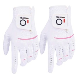 FINGER TEN Womens Ladies Golf Rain Gloves Pair Both Hand or 2 Pack Left Right Hand, Wet Hot Cool Grip, Fit Small Medium Large XL (White, Medium, Left)