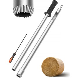 26 inch Hay Probe Bale Sampler, Stainless Steel Hay and Forage Probe for Drilling, Serrated Tip Design, Comes with Dowel and Metal File for Resharpening