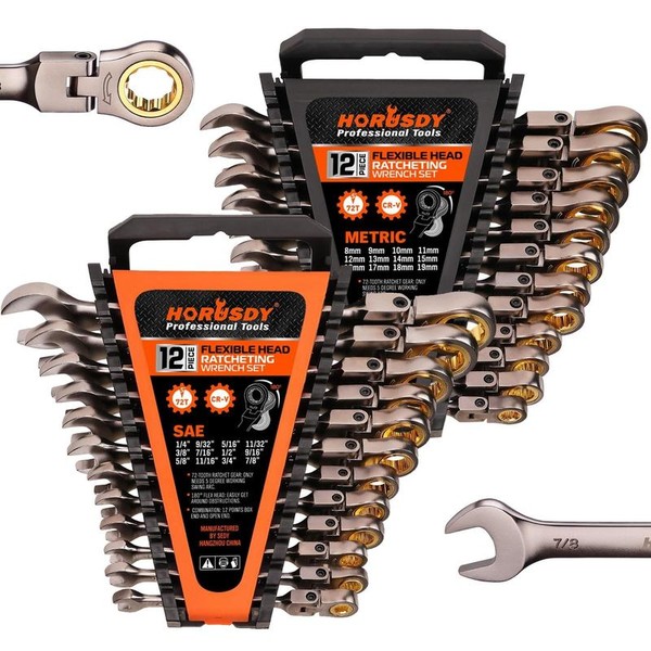 HORUSDY Flex-Head Ratcheting Wrench Set | Metric and SAE |