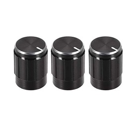 sourcing map 3 x Aluminium Volume Control Potentiometer Knurled Shaft Rotary Knob 13 mm x 17 mm Black
